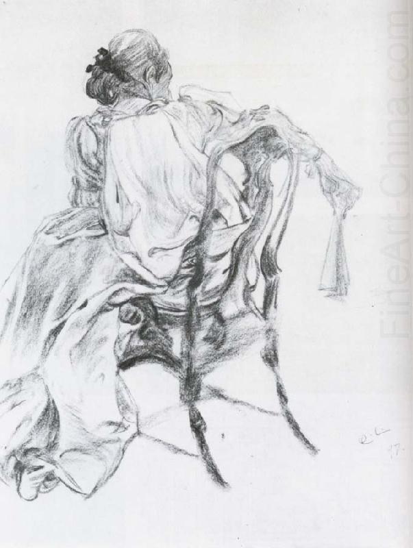 Rococo Model Charcoal, Carl Larsson